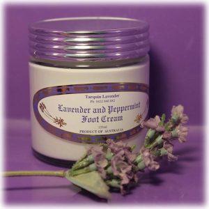 Lavender and Peppermint Foot cream 120ml jar glass